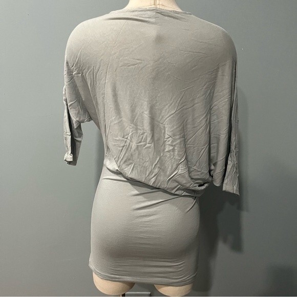 GO International Floral Print Light Blue 3/4 Sleeve Draped Top Size XS - Picture 4 of 9